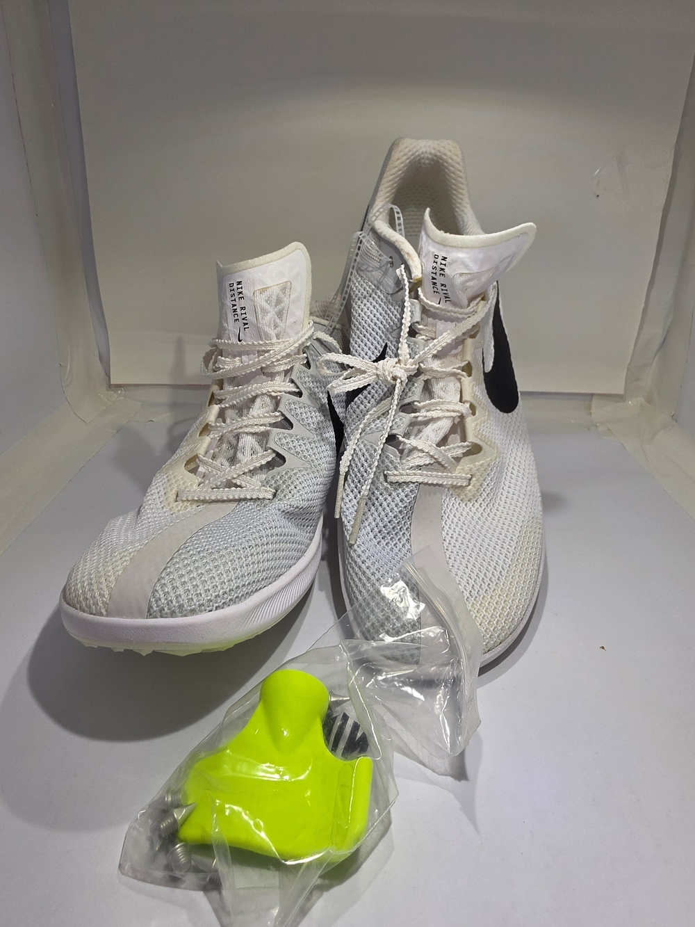 ​Nike Zoom Rival Distance Track Spikes White Black DC8725-100 Men's 12 / Wmns 13
